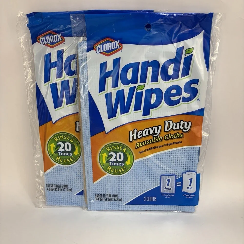 Clorox HANDI WIPES CLOTHS ABSORBENT MULTIPURPOSE CLEANING TOWELS BLUE 3 Packs
